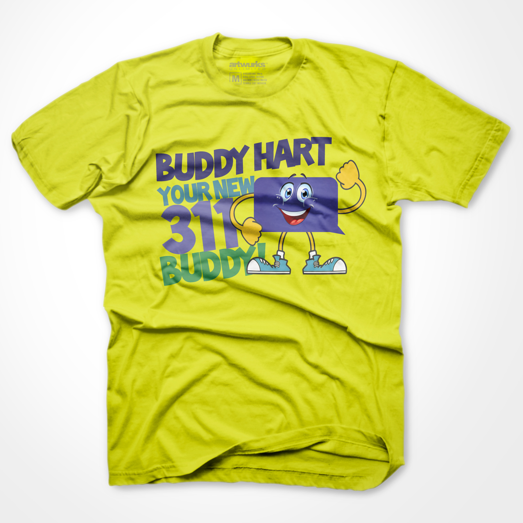 Buddy Hart tee-wrinkled front